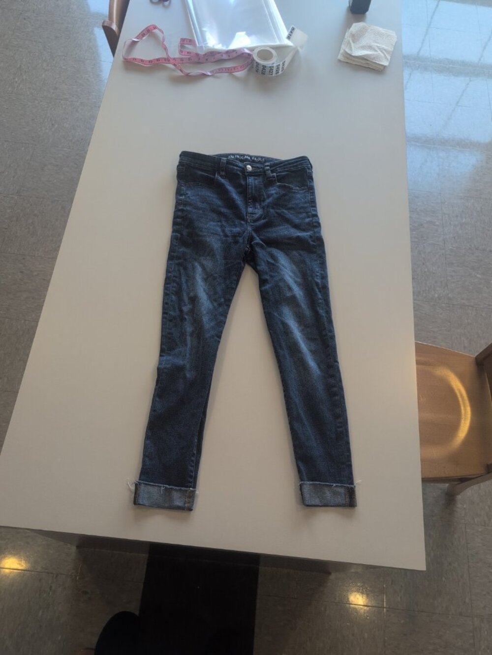 American Eagle Pants Women's Sz 8 Super Stretch Blue Straight Leg Solid Faded